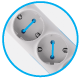 sockets arranged at 45 degrees with the last socket at 0 degrees.